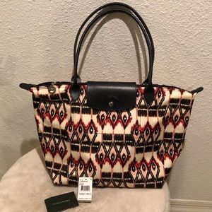 New Longchamp le Pilage large bag ikat print